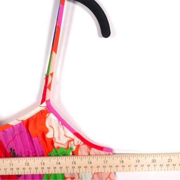 NWT Sam Edelman Women’s Midi Dress Retro Floral Plisse Bright Colorful LARGE - Picture 6 of 12